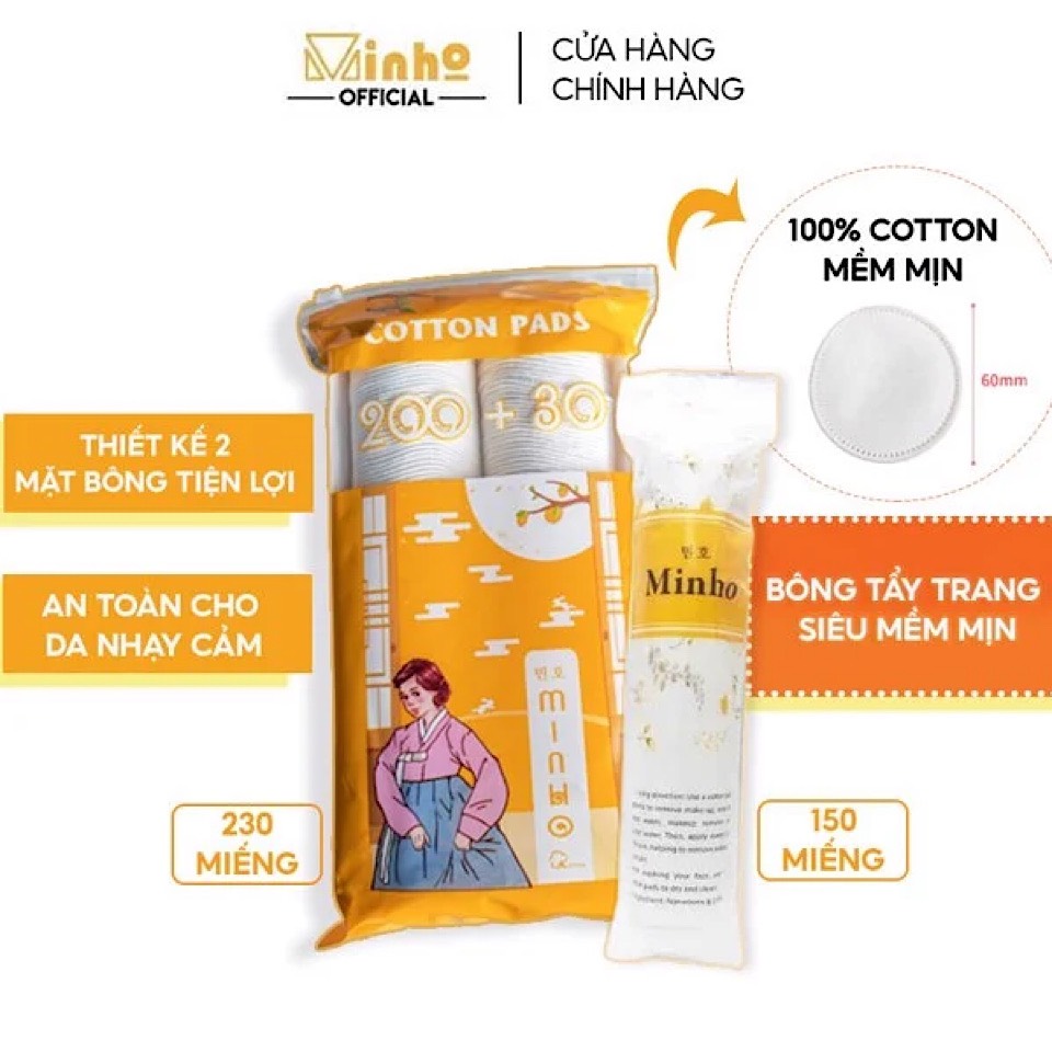 Bông Tẩy Trang Minho 100% Cotton 230 miếng