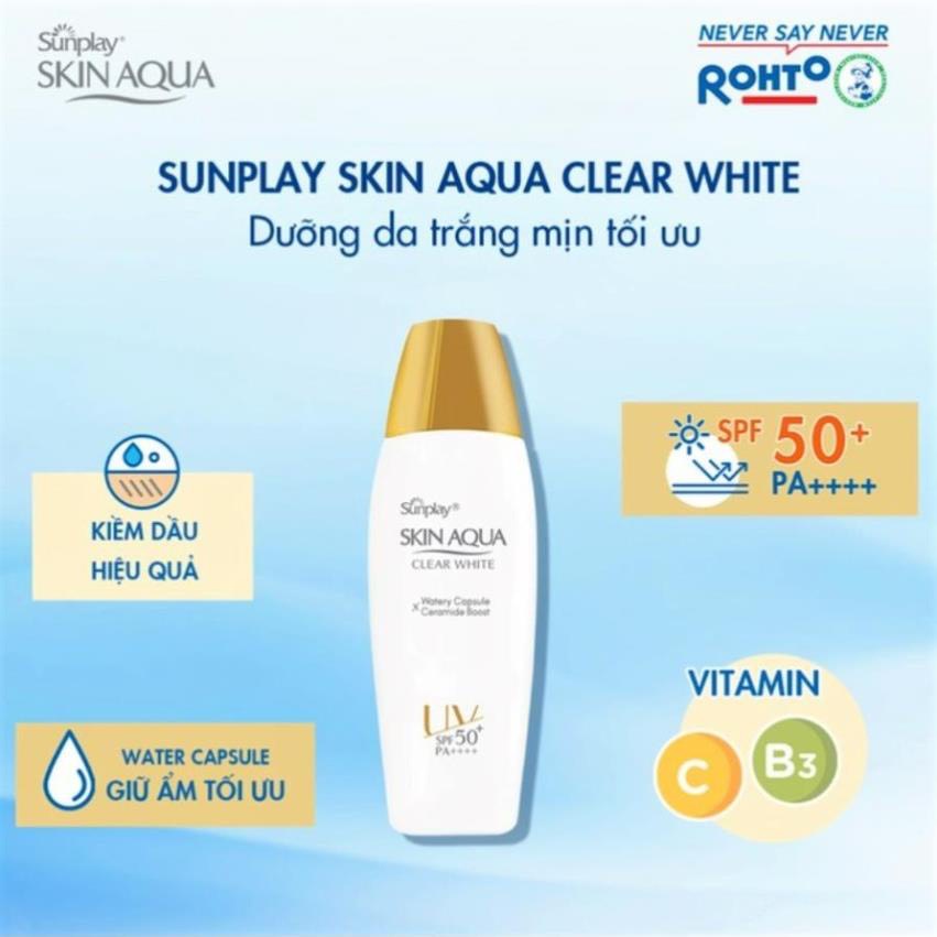 Kem Chống Nắng Sunplay Skin Aqua Clear White Dưỡng Da Trắng Mịn SPF50+ 55g