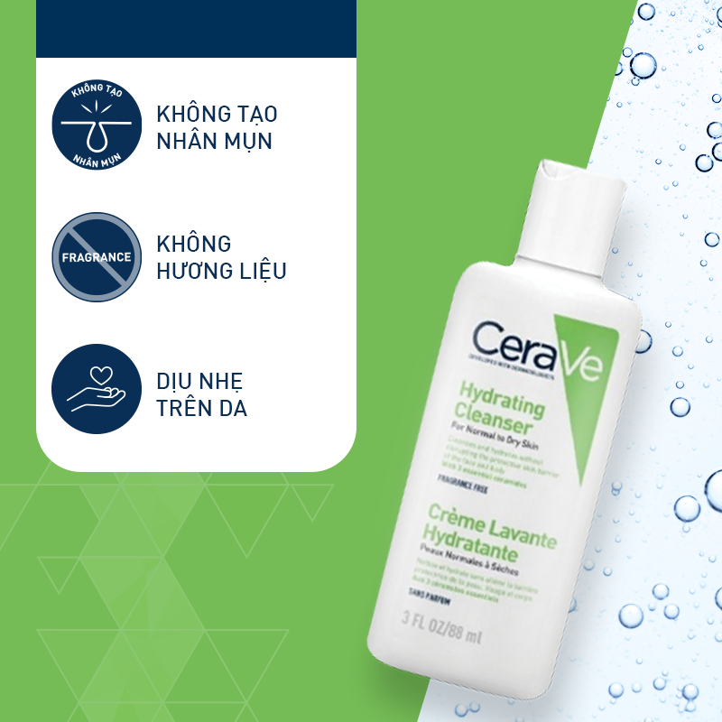 Sữa rửa mặt Cerave Hydrating Cleanser làm sạch sâu dành cho da thường và da khô 88ml