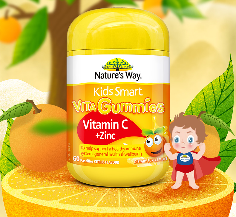 Kẹo dẻo Nature’s Way Vita Gummies Vitamin C + Zinc 60 viên Úc