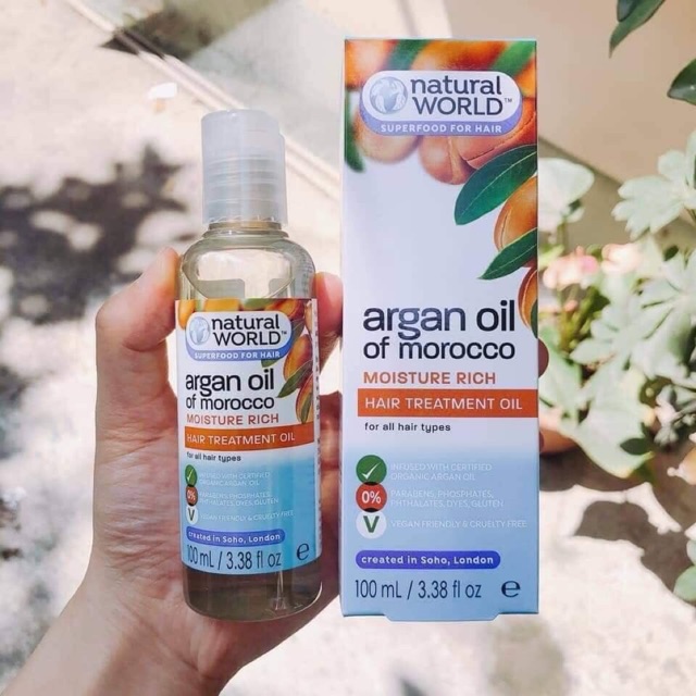 Dầu Dưỡng Tóc Natural World Moroccan Argan Oil Hair Treatment Oil
