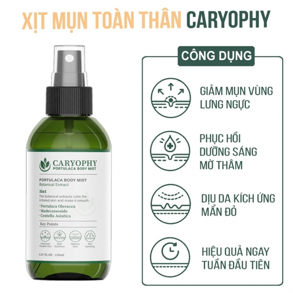 Xịt Giảm Mụn Lưng Caryophy Portulaca Body Mist 150ml - Giá cực rẻ!