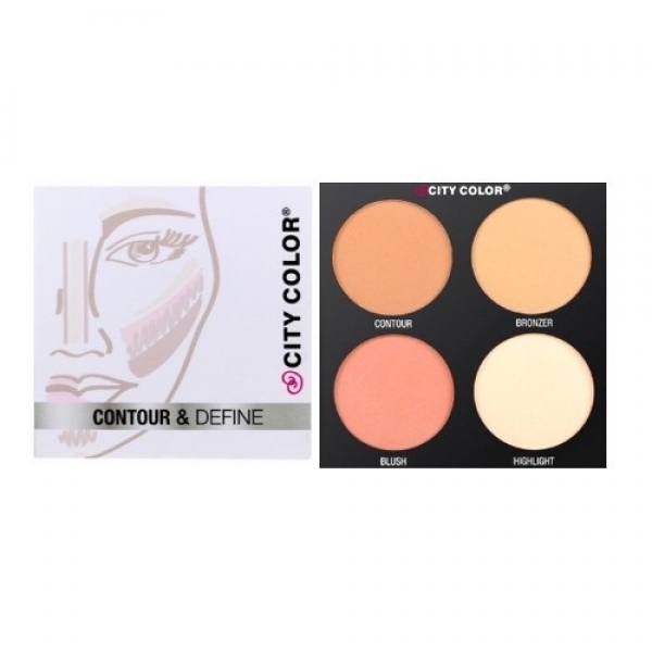 BỘ KIT 4 Ô TRANG ĐIỂM KHỐI VÀ MÁ HỒNG CITY COLOR CONTOUR & DEFINE - Giá cực rẻ!