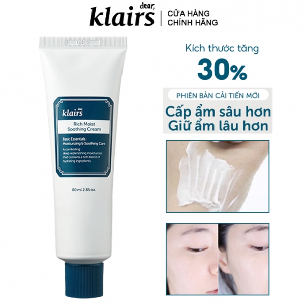 Kem Dưỡng Ẩm Sâu Klairs Rich Moist Soothing Cream 80ml - Giá cực rẻ!