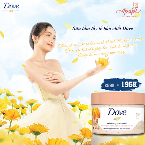 Sữa tắm tẩy tế bào chết Dove Exfoliating Body Polish Scrub for Silky Skin Oatmeal & Calendula Oil Body Scrub 298g - Giá cực rẻ!